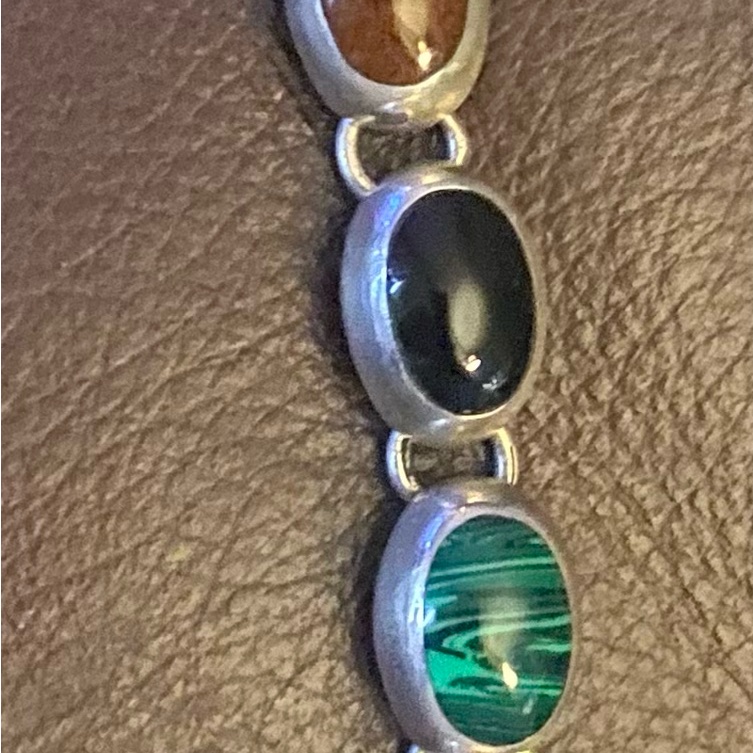 Black And Green Bracelet With Oval Stones